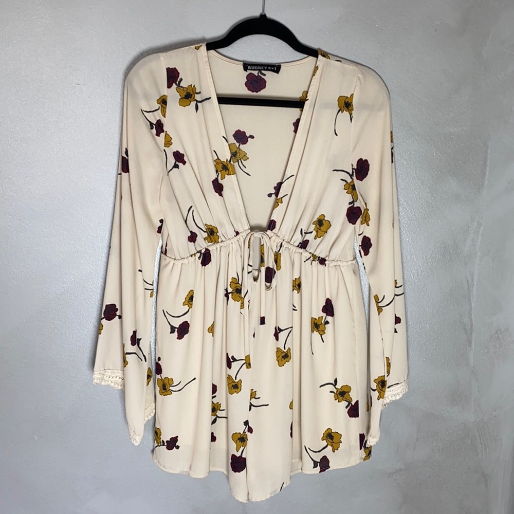 Audrey 3+1 Long-sleeve Floral Romper